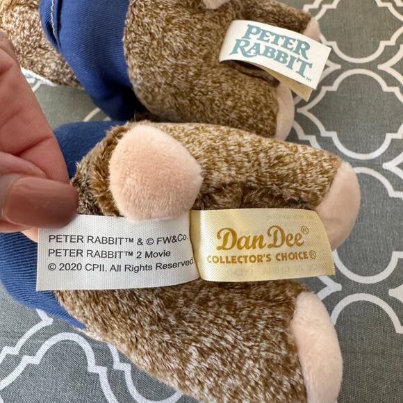 Dan Dee Peter Rabbit Plush Toys Stuffed Animals Backpack Charms Gift 8" Brown - Picture 5 of 9